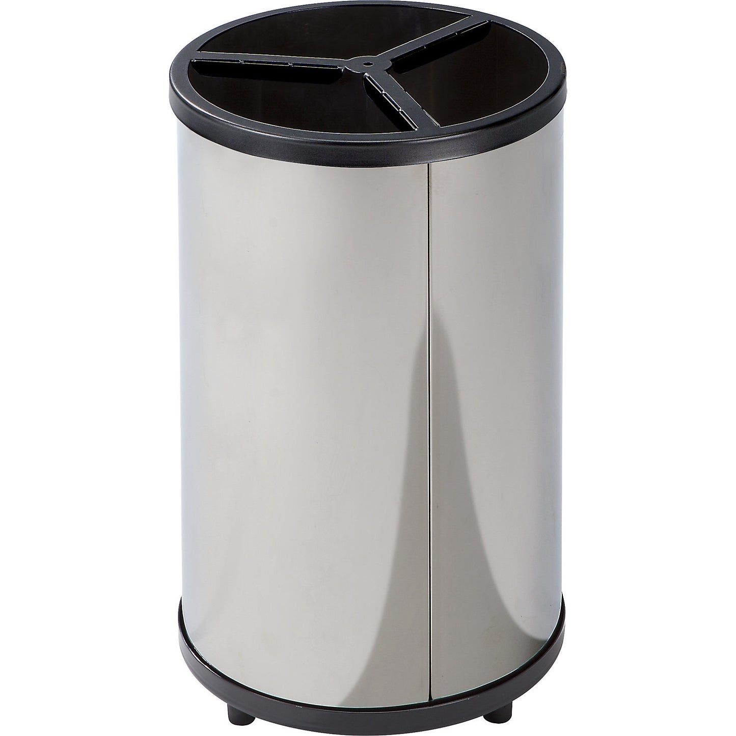 Recyclable waste collector, round, capacity 3 x 30 l, HxØ 720 x 420 mm, stainless steel, without hood.