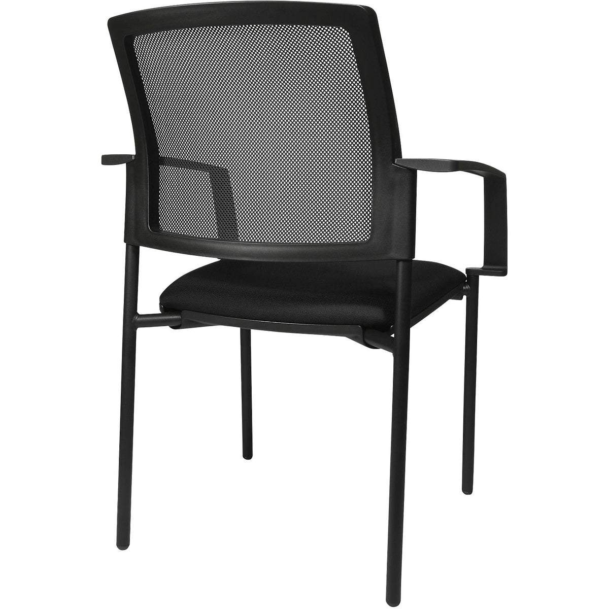 Mesh stacking chair, 4-leg, pack of 2, black seat, black frame.