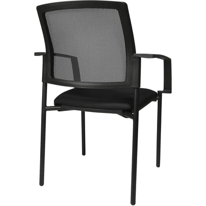 Mesh stacking chair, 4-leg, pack of 2, black seat, black frame.