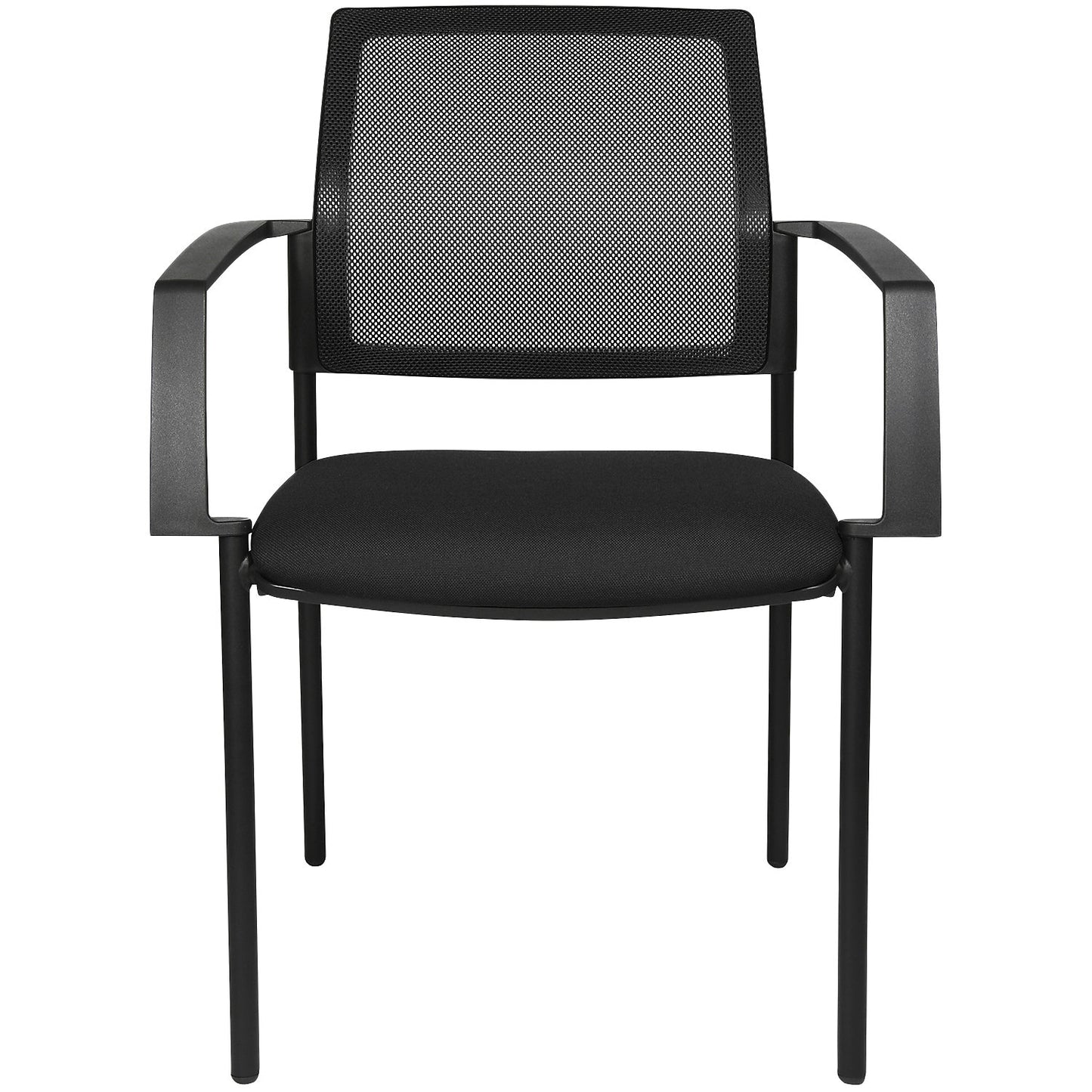 Mesh stacking chair, 4-leg, pack of 2, black seat, black frame.
