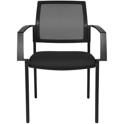 Mesh stacking chair, 4-leg, pack of 2, black seat, black frame.