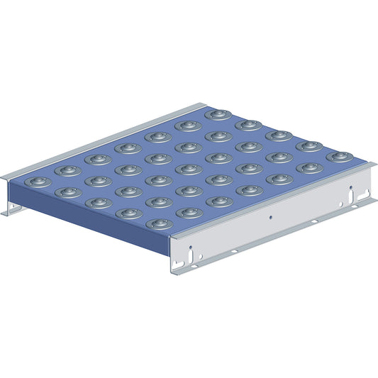 Ball roller table, overall height 70 mm, track width 500 mm, length 1000 mm, spacing 125 mm.