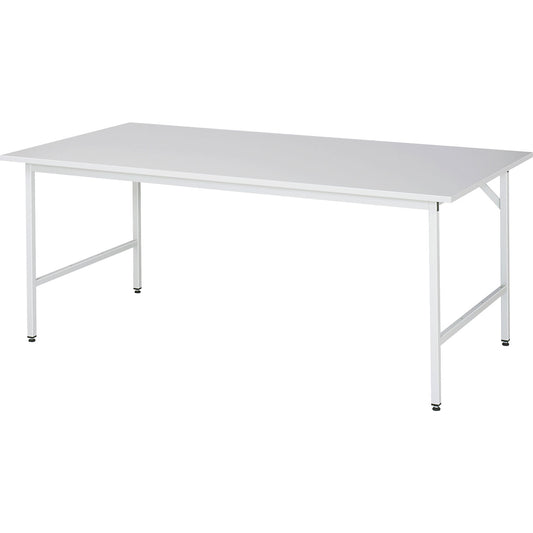 Work table ESD worktop, height 800 - 850 mm, frame feet WxD 30 x 30 mm, WxD 2000 x 1000 mm.