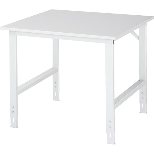 Work table ESD worktop, height 800 - 850 mm, frame feet WxD 60 x 30 mm, WxD 1000 x 1000 mm.