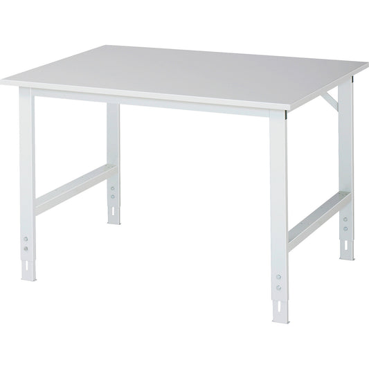 Work table ESD worktop, height 800 - 850 mm, frame feet WxD 60 x 30 mm, WxD 1250 x 1000 mm.