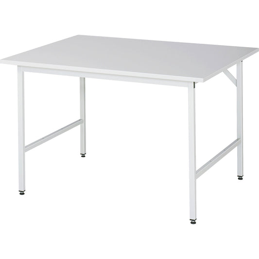 Work table ESD worktop, height 800 - 850 mm, frame feet WxD 30 x 30 mm, WxD 1250 x 1000 mm.