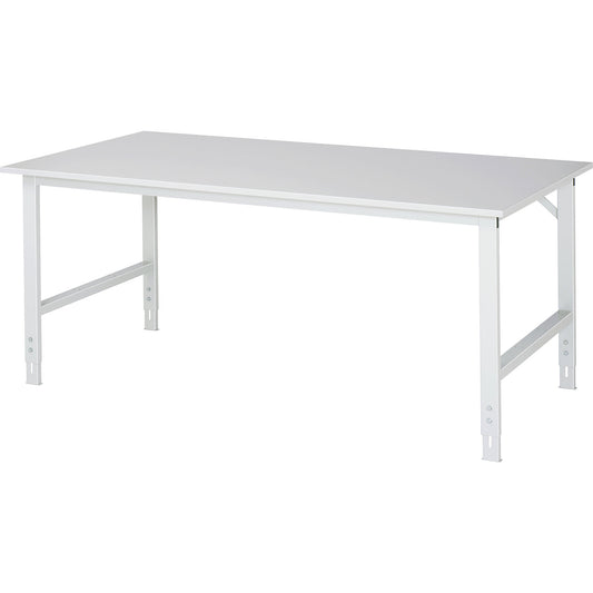 Work table ESD worktop, height 800 - 850 mm, frame feet WxD 60 x 30 mm, WxD 2000 x 1000 mm.