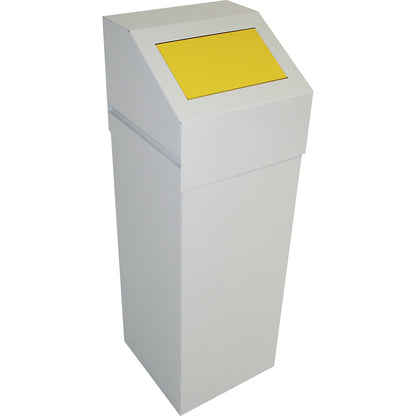 Steel recyclable waste collector, capacity 65 l, with yellow lid.