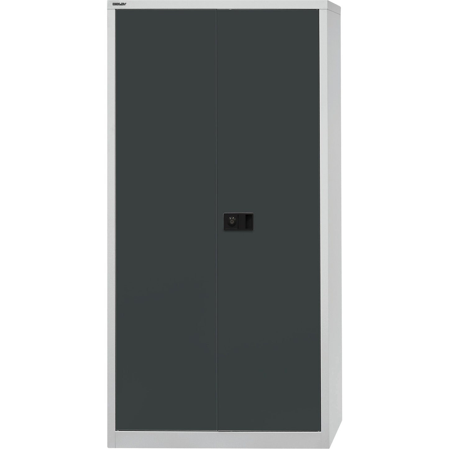 UNIVERSAL double door cupboard, HxWxD 1950 x 914 x 400 mm, 4 zinc plated shelves, 5 file heights, light grey / charcoal.
