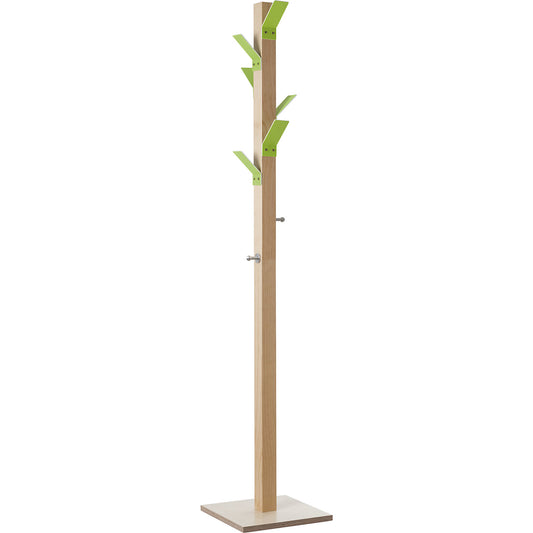 Coat stand, solid wood, green head.