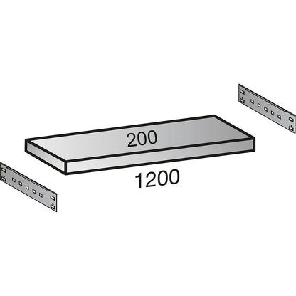 Boltless industrial and storage shelving unit, h 2640 mm, shelf width 1200 mm, 7 shelves, depth 200 mm, standard shelf unit.