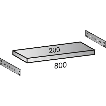 Boltless industrial and storage shelving unit, h 2640 mm, shelf width 800 mm, 7 shelves, depth 200 mm, standard shelf unit.