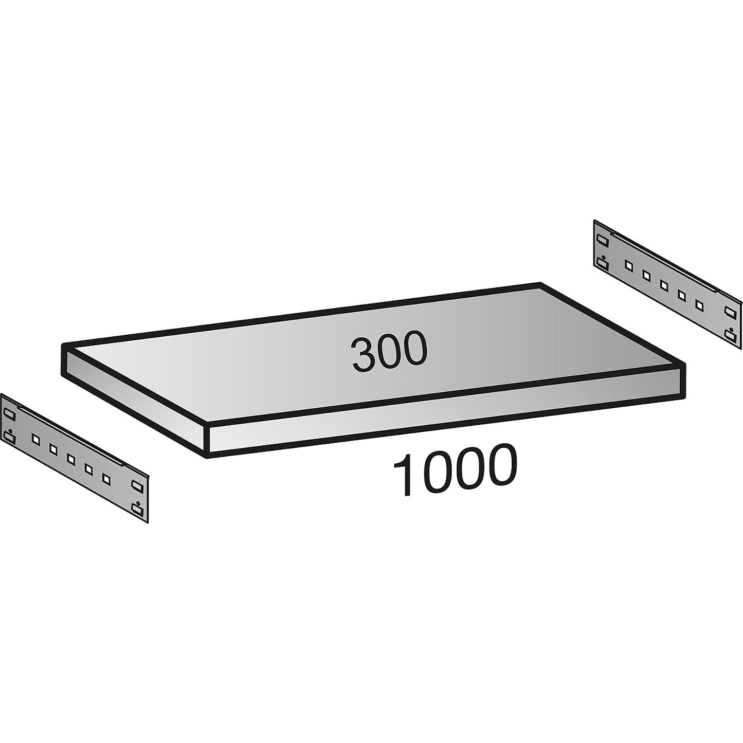 Boltless industrial and storage shelving unit, h 3000 mm, shelf width 1000 mm, 7 shelves, depth 300 mm, standard shelf unit.
