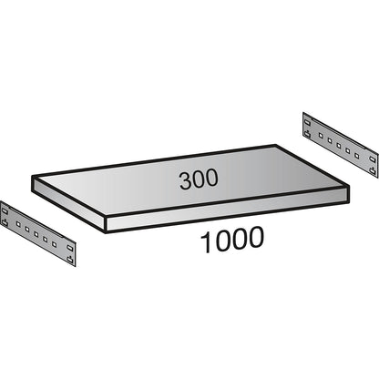 Boltless industrial and storage shelving unit, h 2640 mm, shelf width 1000 mm, 7 shelves, depth 300 mm, extension shelf unit.