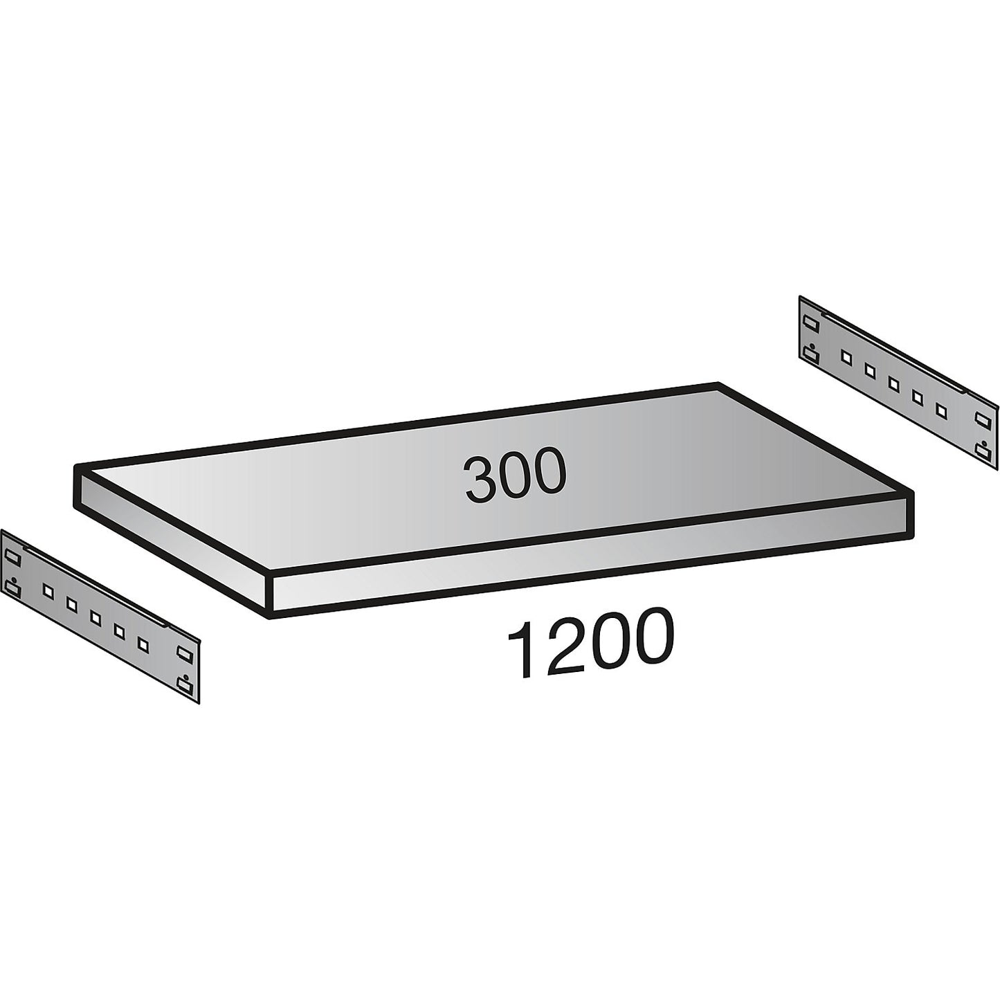 Boltless industrial and storage shelving unit, h 3000 mm, shelf width 1200 mm, 7 shelves, depth 300 mm, standard shelf unit.