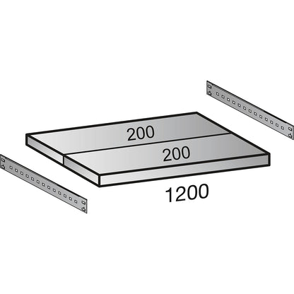 Boltless industrial and storage shelving unit, h 2640 mm, shelf width 1200 mm, 7 shelves, depth 400 mm, extension shelf unit.