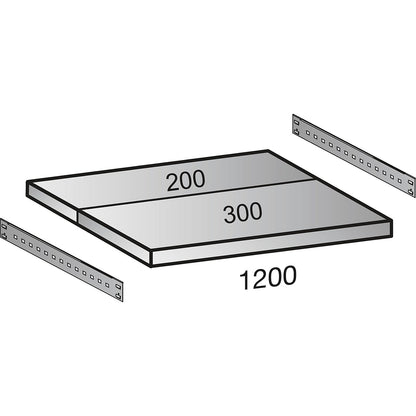 Boltless industrial and storage shelving unit, h 3000 mm, shelf width 1200 mm, 7 shelves, depth 500 mm, extension shelf unit.