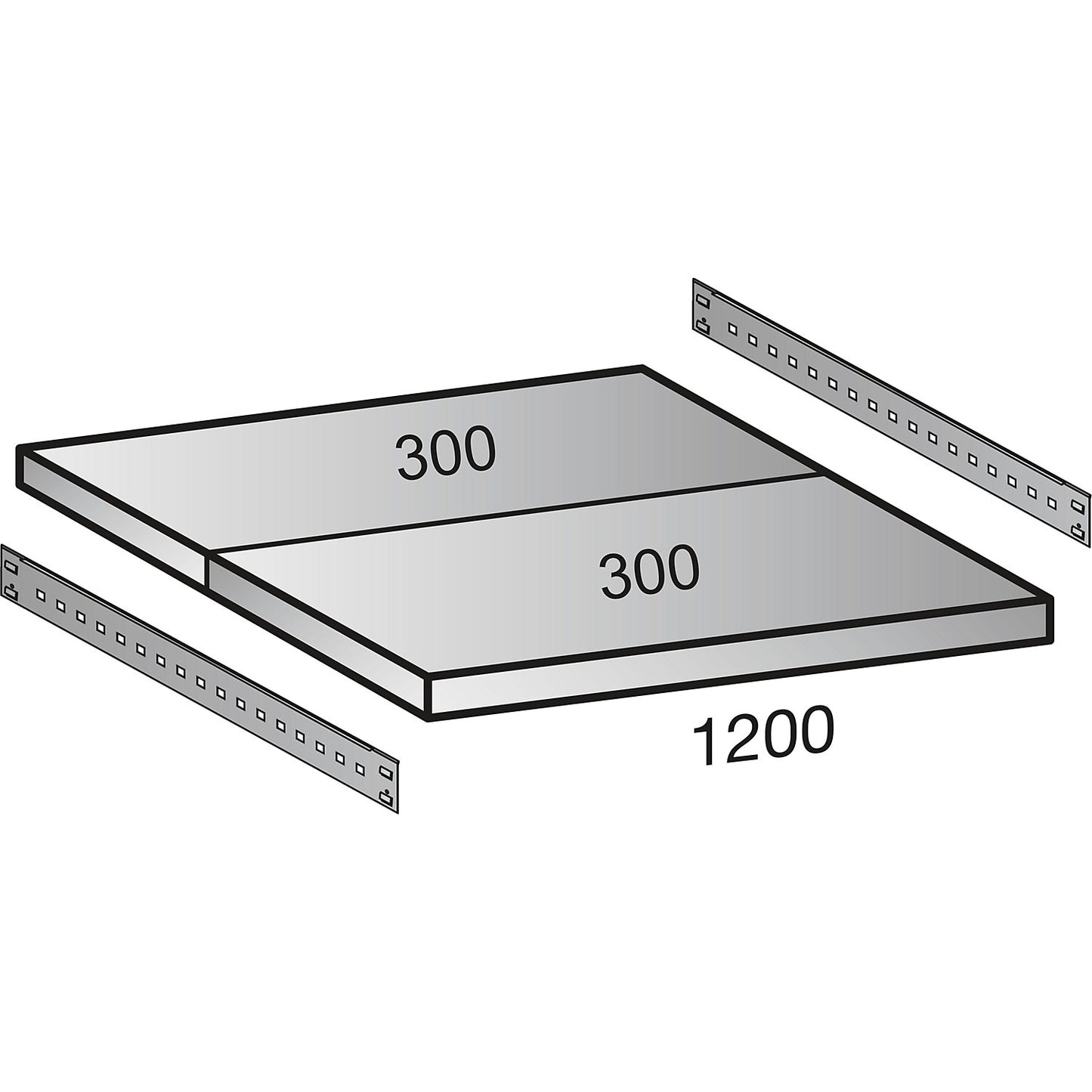 Boltless industrial and storage shelving unit, h 2640 mm, shelf width 1200 mm, 7 shelves, depth 600 mm, extension shelf unit.