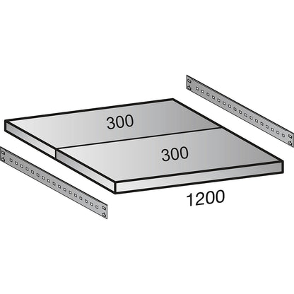 Boltless industrial and storage shelving unit, h 2640 mm, shelf width 1200 mm, 7 shelves, depth 600 mm, extension shelf unit.