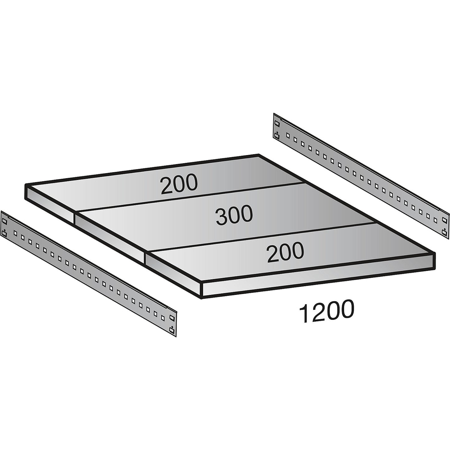 Boltless industrial and storage shelving unit, h 3000 mm, shelf width 1200 mm, 7 shelves, depth 700 mm, standard shelf unit.