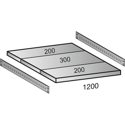 Boltless industrial and storage shelving unit, h 2640 mm, shelf width 1200 mm, 7 shelves, depth 700 mm, standard shelf unit.
