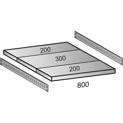 Boltless industrial and storage shelving unit, h 3000 mm, shelf width 800 mm, 7 shelves, depth 700 mm, standard shelf unit.