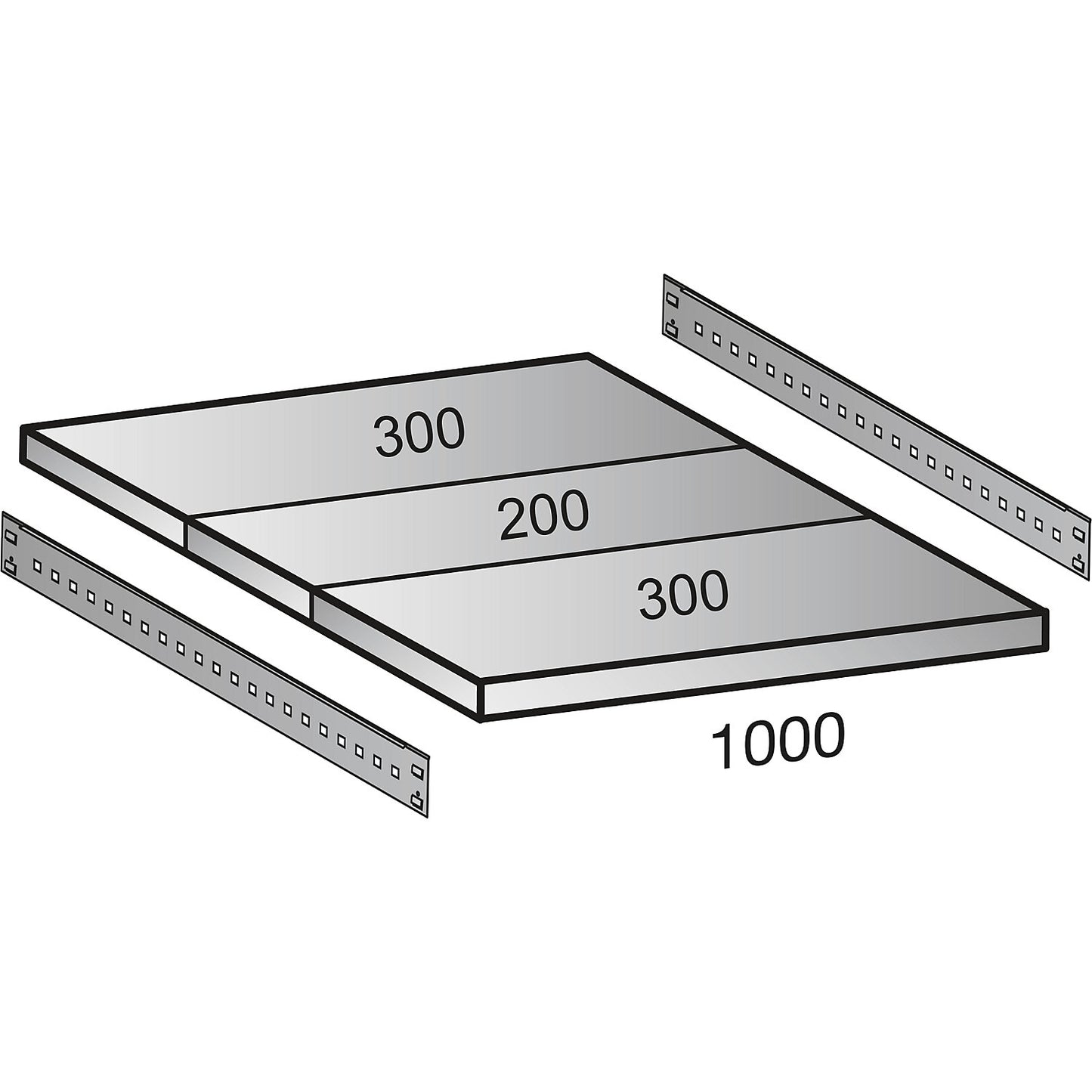 Boltless industrial and storage shelving unit, h 3000 mm, shelf width 1000 mm, 7 shelves, depth 800 mm, standard shelf unit.
