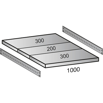 Boltless industrial and storage shelving unit, h 3000 mm, shelf width 1000 mm, 7 shelves, depth 800 mm, standard shelf unit.
