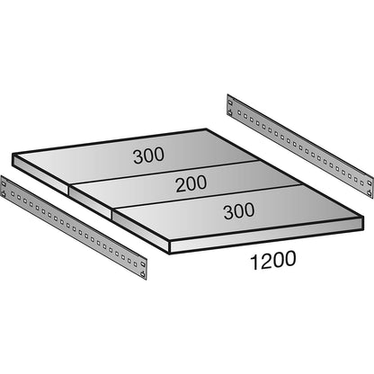 Boltless industrial and storage shelving unit, h 3000 mm, shelf width 1200 mm, 7 shelves, depth 800 mm, extension shelf unit.