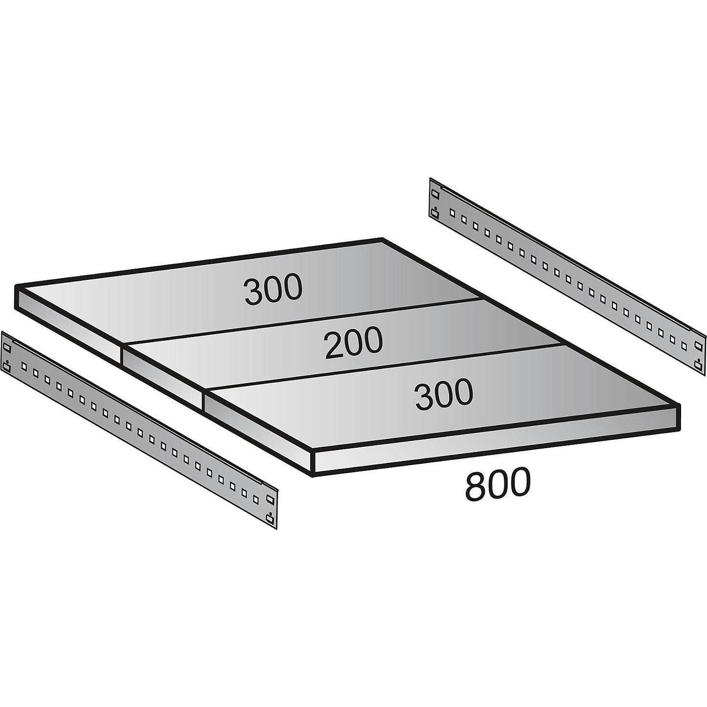 Boltless industrial and storage shelving unit, h 3000 mm, shelf width 800 mm, 7 shelves, depth 800 mm, standard shelf unit.