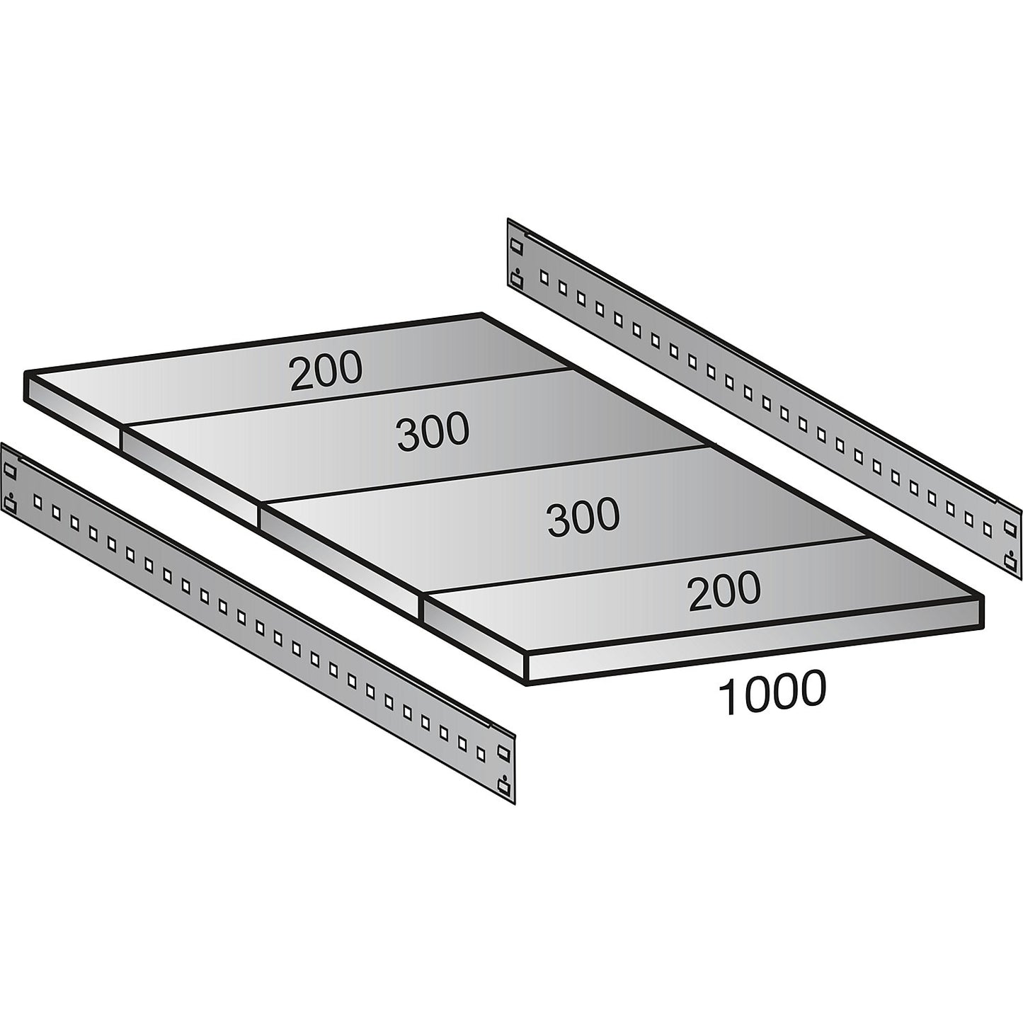 Boltless industrial and storage shelving unit, h 2640 mm, shelf width 1000 mm, 7 shelves, depth 1000 mm, extension shelf unit.