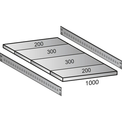 Boltless industrial and storage shelving unit, h 3000 mm, shelf width 1000 mm, 7 shelves, depth 1000 mm, standard shelf unit.