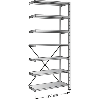 Boltless industrial and storage shelving unit, h 3000 mm, shelf width 1200 mm, 7 shelves, depth 400 mm, extension shelf unit.