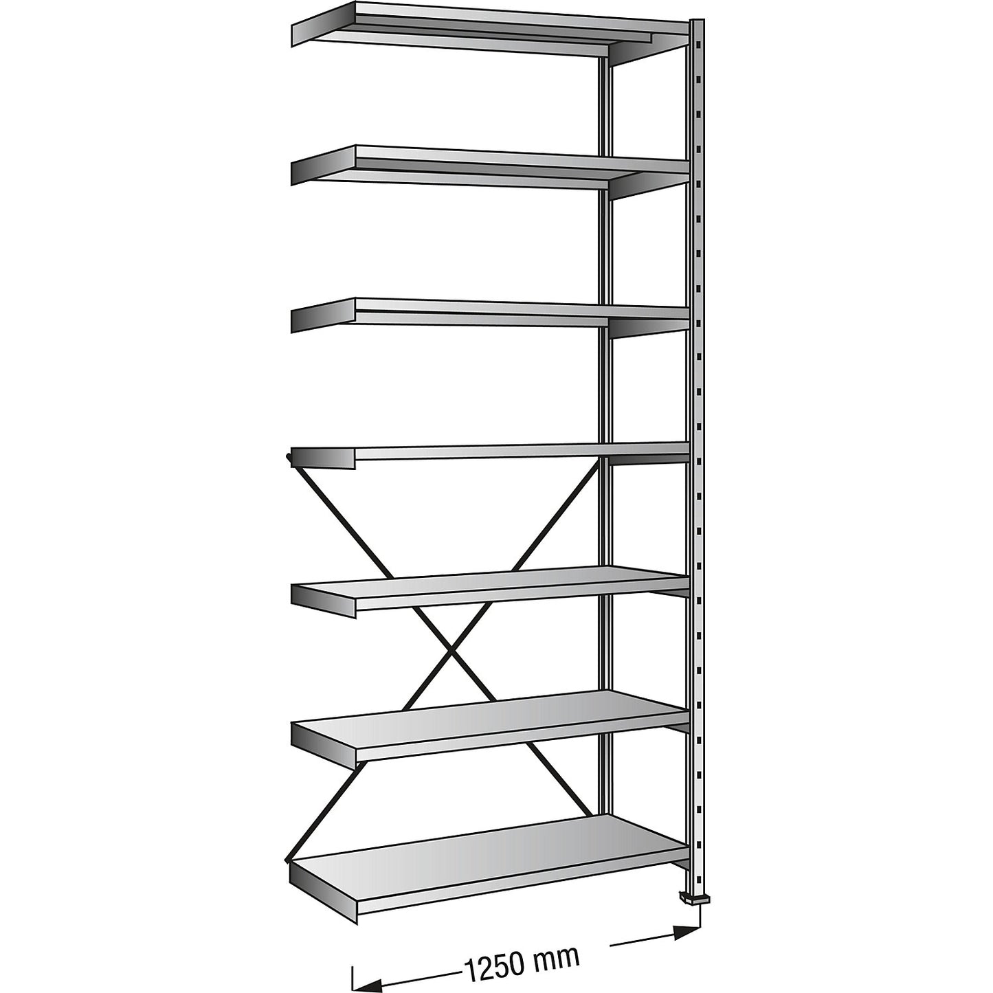 Boltless industrial and storage shelving unit, h 3000 mm, shelf width 1200 mm, 7 shelves, depth 1000 mm, extension shelf unit.