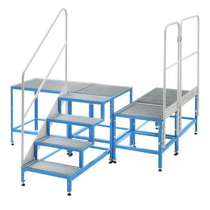 Stairway for modular platform system, with mesh treads, 2 steps.
