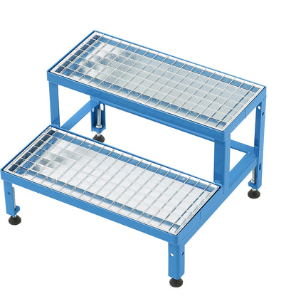Stairway for modular platform system, with mesh treads, 2 steps.