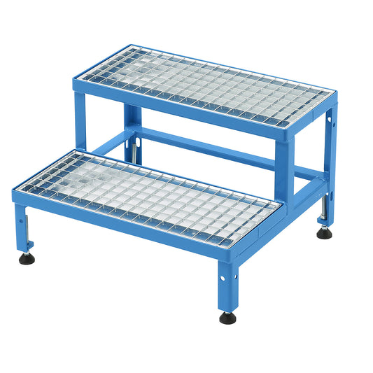 Stairway for modular platform system, with mesh treads, 2 steps.