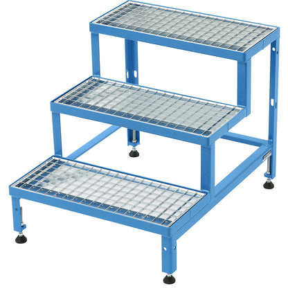 Stairway for modular platform system, with mesh treads, 3 steps.