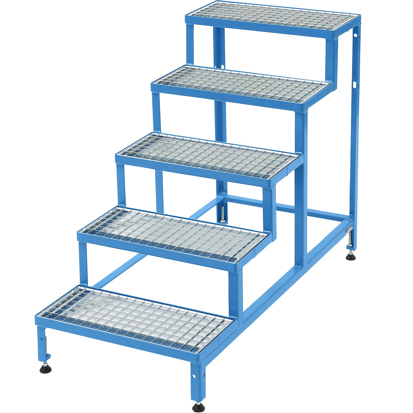 Stairway for modular platform system, with mesh treads, 5 steps.