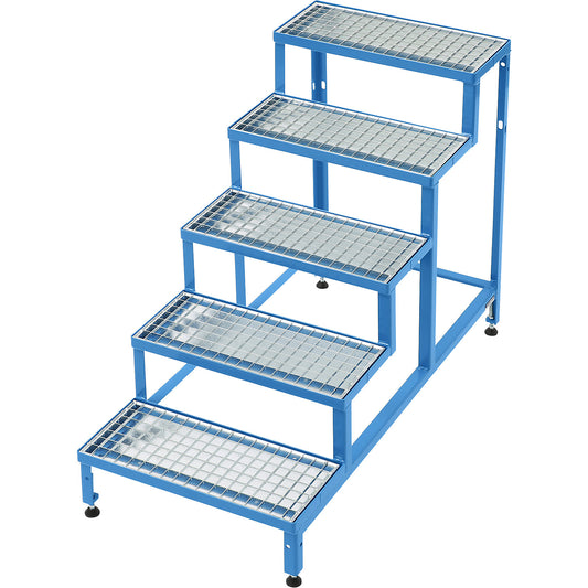 Stairway for modular platform system, with mesh treads, 5 steps.