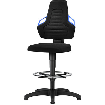 Nexxit industrial swivel chair, with handle, with floor glides and foot ring, fabric.