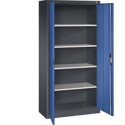 ACURADO universal cupboard, WxD 930 x 400 mm, black grey / gentian blue.
