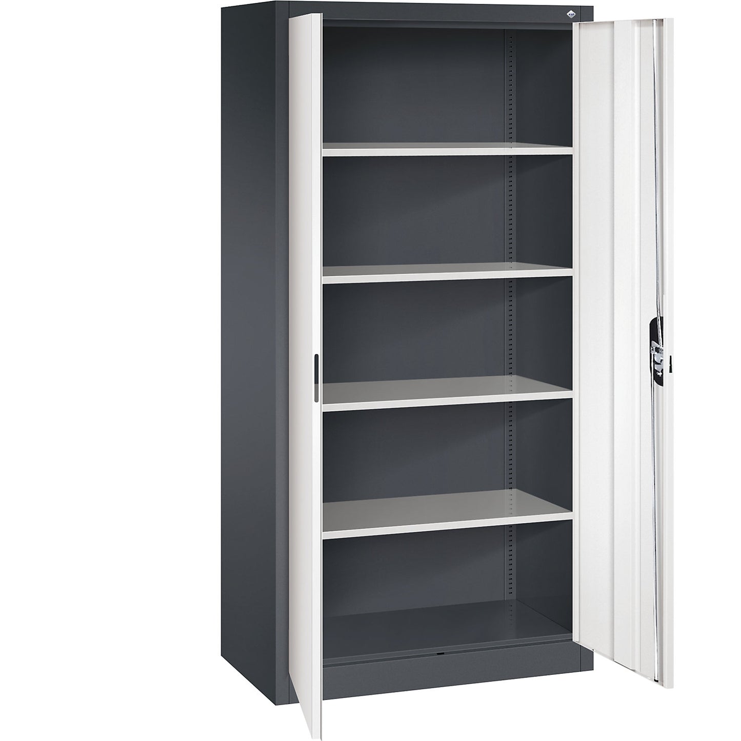 ACURADO universal cupboard, WxD 930 x 500 mm, black grey / pure white.