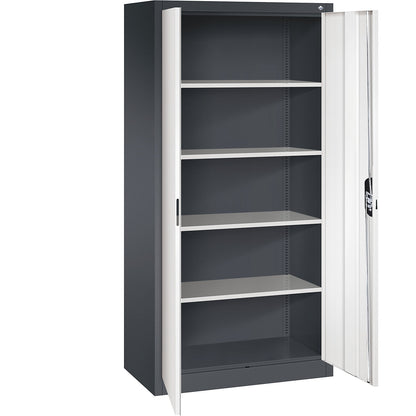 ACURADO universal cupboard, WxD 930 x 500 mm, black grey / pure white.
