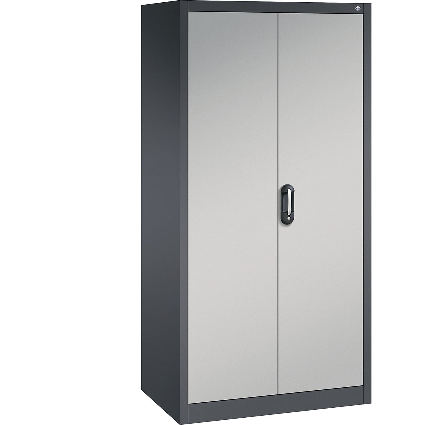 ACURADO universal cupboard, WxD 930 x 600 mm, black grey / white aluminium.