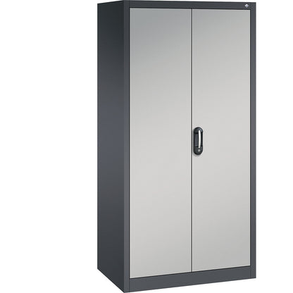 ACURADO universal cupboard, WxD 930 x 600 mm, black grey / white aluminium.