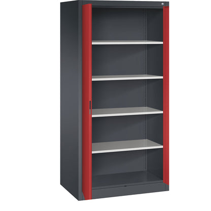 ACURADO universal cupboard, WxD 930 x 600 mm, black grey / flame red.