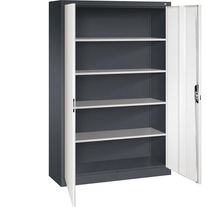 ACURADO universal cupboard, WxD 1200 x 400 mm, black grey / pure white.