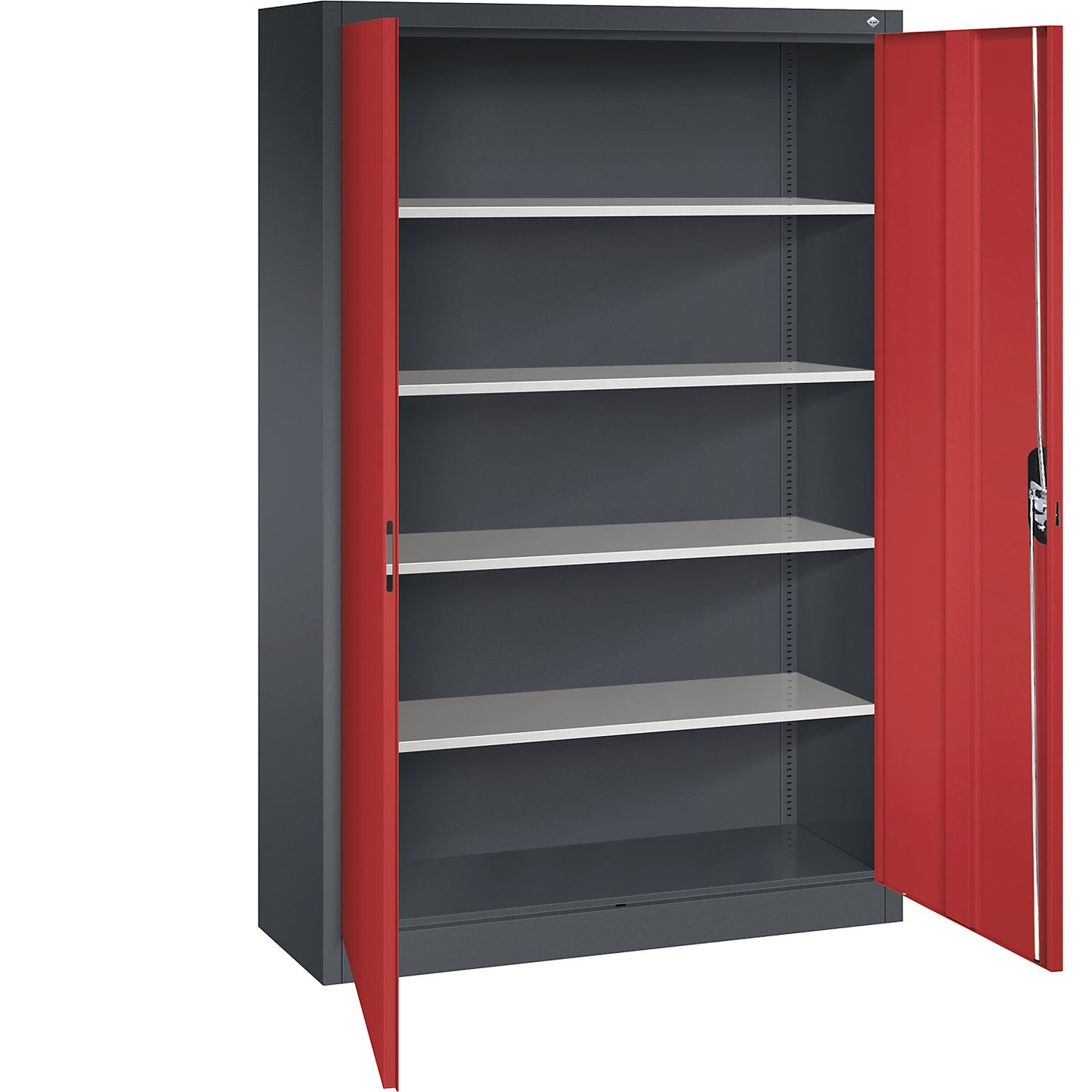 ACURADO universal cupboard, WxD 1200 x 400 mm, black grey / flame red.