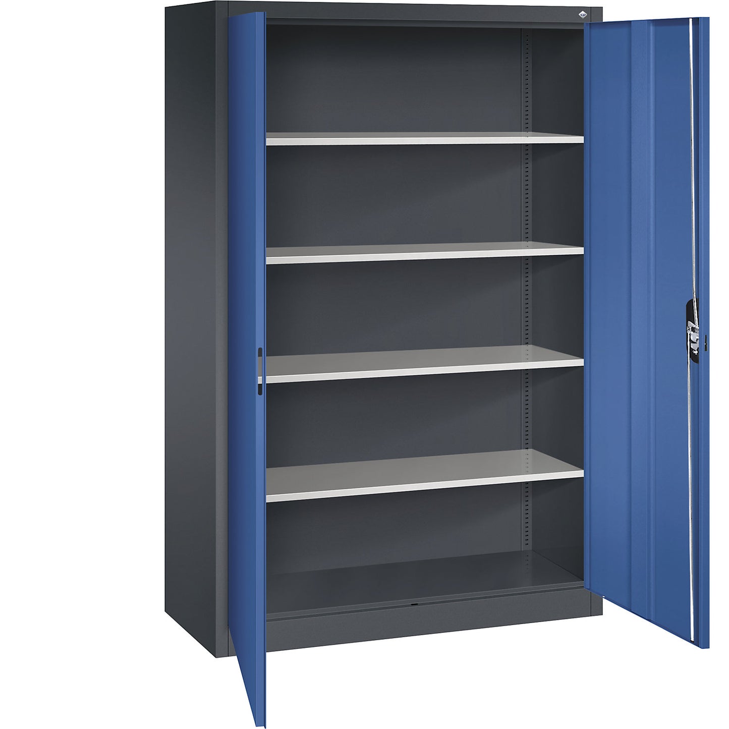 ACURADO universal cupboard, WxD 1200 x 500 mm, black grey / gentian blue.